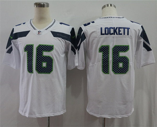 Men’s Seattle Seahawks #16 Tyler Lockett Nike White Vapor Limited Jersey