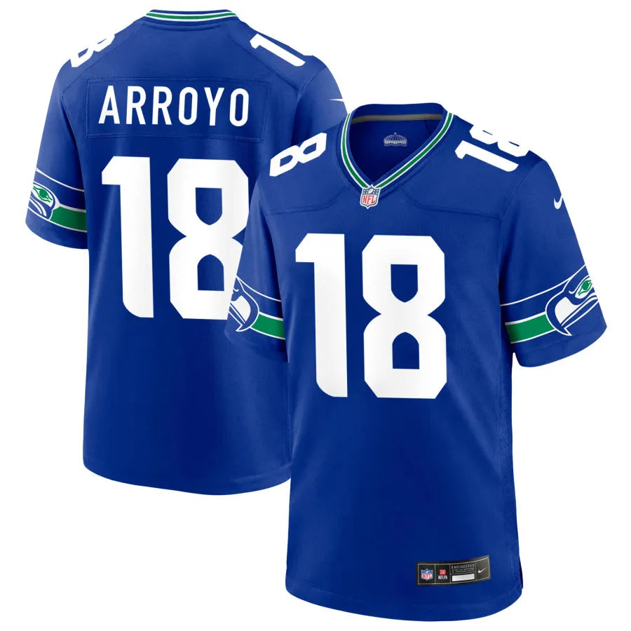 Men’s Seattle Seahawks #18 Elijah Arroyo Nike Royal Throwback F.U.S.E. Limited Jersey