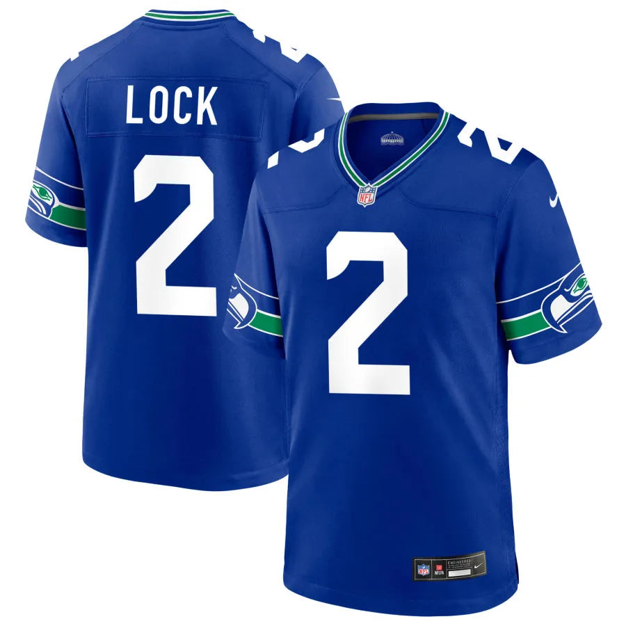 Men’s Seattle Seahawks #2 Drew Lock Nike Royal Throwback F.U.S.E. Limited Jersey