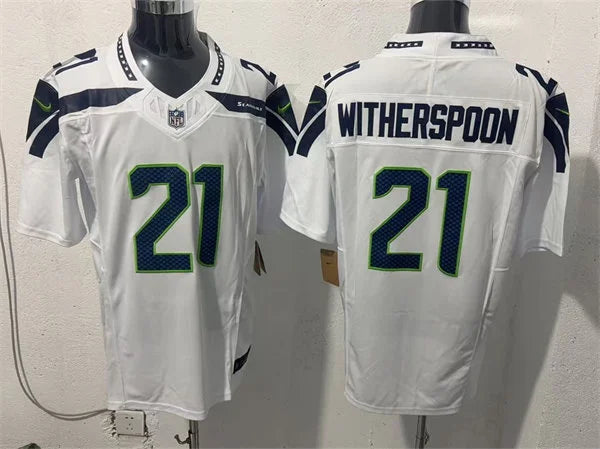 Men’s Seattle Seahawks #21 Devon Witherspoon Nike White Vapor Vapor F.U.S.E. Limited Jersey