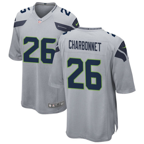 Men’s Seattle Seahawks #26 Zach Charbonnet Nike Gray Alternate Vapor Limited Jersey