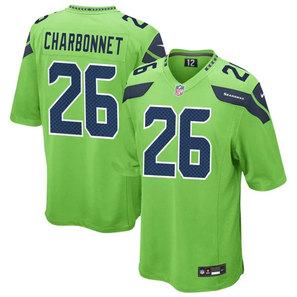 Men’s Seattle Seahawks #26 Zach Charbonnet Nike Neon Green Color Rush Limited Jersey