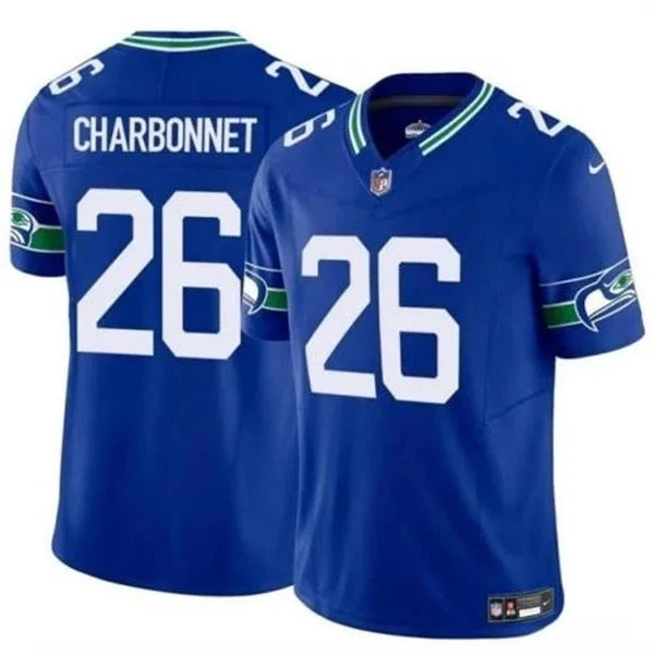 Men’s Seattle Seahawks #26 Zach Charbonnet Nike Royal Throwback F.U.S.E. Limited Jersey