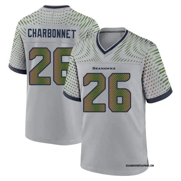Men’s Seattle Seahawks #26 Zach Charbonnet Nike Vapor F.U.S.E. Limited Soundwaves Rivalry Series Jersey