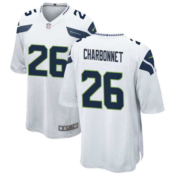 Men’s Seattle Seahawks #26 Zach Charbonnet Nike White Vapor Limited Jersey