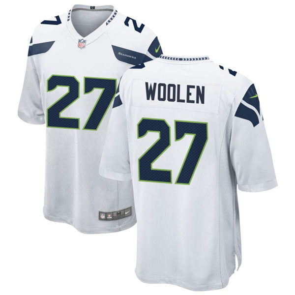 Men’s Seattle Seahawks #27 Tariq Woolen Nike White Vapor Limited Jersey