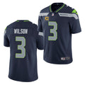 Men’s Seattle Seahawks #3 Russell Wilson Navy Captain Patch Vapor Limited Jersey