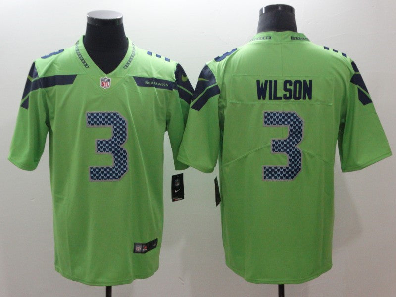 Men’s Seattle Seahawks #3 Russell Wilson Nike Neon Green Color Rush Limited Jersey