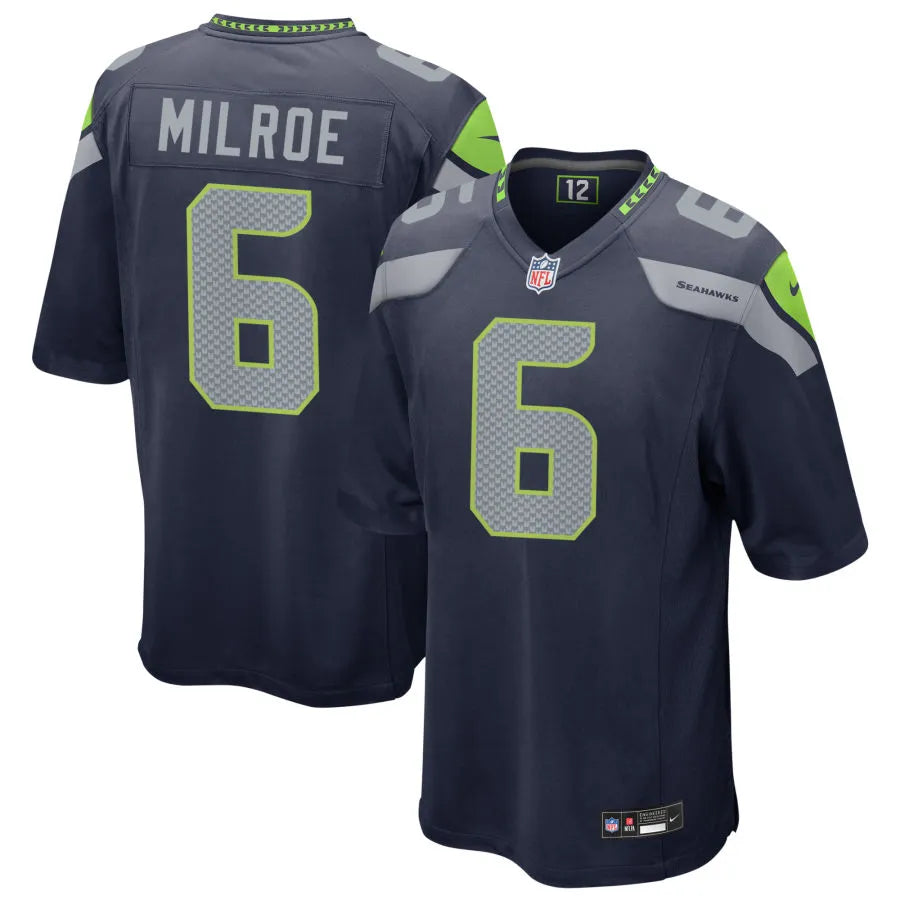 Men’s Seattle Seahawks #6 Jalen Milroe Nike Navy Team Color Vapor F.U.S.E. Limited Jersey