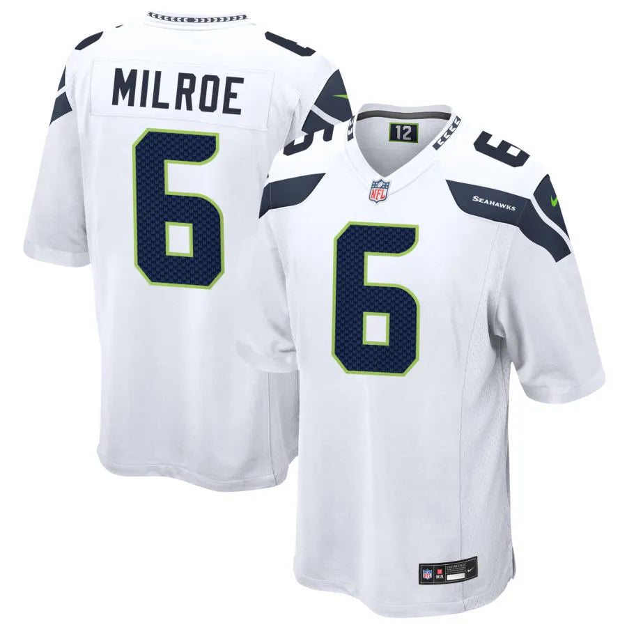 Men’s Seattle Seahawks #6 Jalen Milroe Nike White Vapor F.U.S.E. Limited Jersey