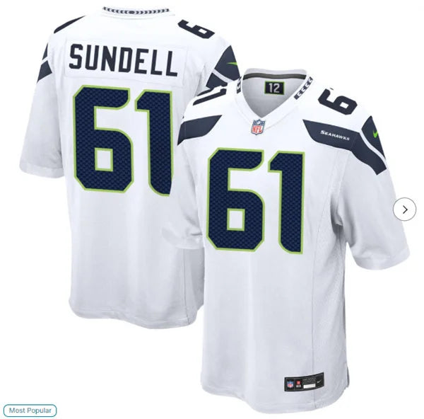 Men’s Seattle Seahawks #61 Jalen Sundell Nike White Vapor F.U.S.E. Limited Jersey