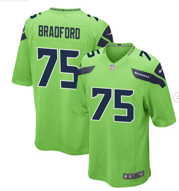 Men’s Seattle Seahawks #75 Anthony Bradford Nike Neon Green Alternate Vapor F.U.S.E. Limited Jersey