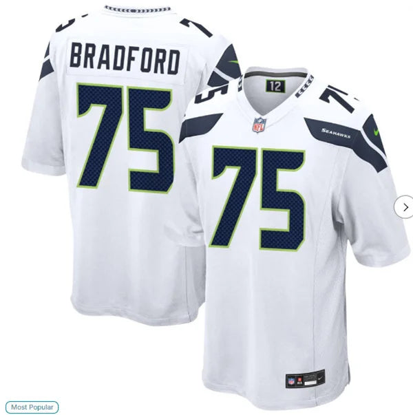 Men’s Seattle Seahawks #75 Anthony Bradford Nike White Vapor F.U.S.E. Limited Jersey