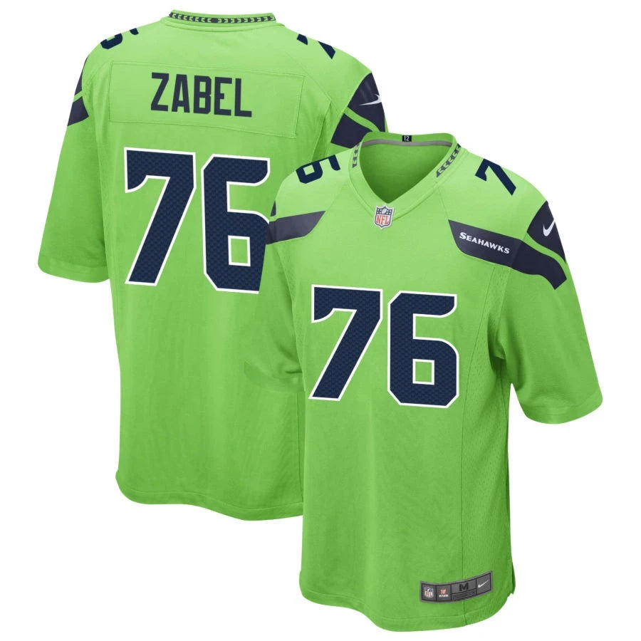 Men’s Seattle Seahawks #76 Grey Zabel Nike Neon Green Alternate Vapor F.U.S.E. Limited Jersey