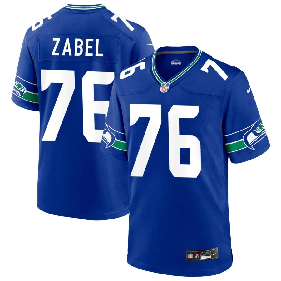 Men’s Seattle Seahawks #76 Grey Zabel Nike Royal Throwback F.U.S.E. Limited Jersey