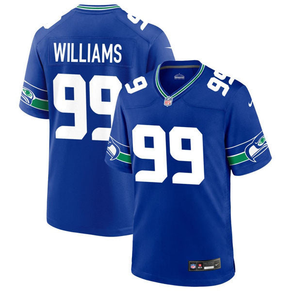 Men’s Seattle Seahawks #99 Leonard Williams Royal Throwback F.U.S.E. Limited Jersey