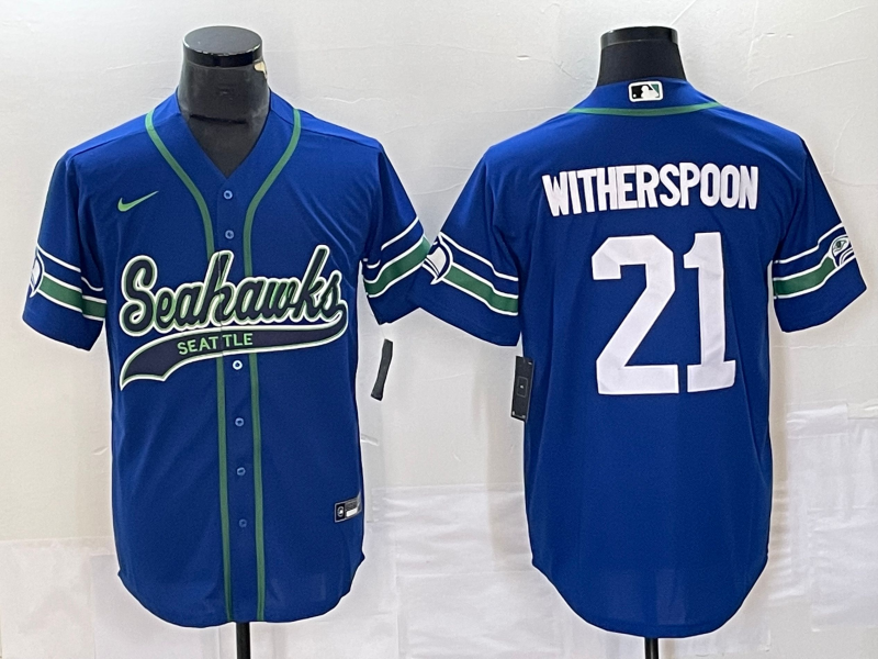 Men’s Seattle Seahawks Devon Witherspoon #21 Royal Alternate Legend Jersey Joint Edition