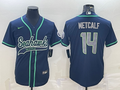 Men’s Seattle Seahawks DK Metcalf #14 Navy Jersey Joint Edition