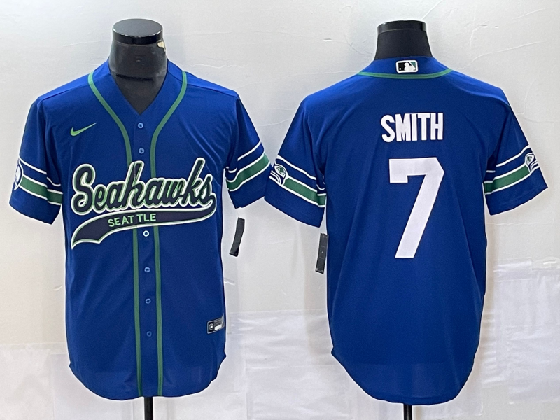 Men’s Seattle Seahawks Geno Smith #7 Royal Alternate Legend Jersey Joint Edition
