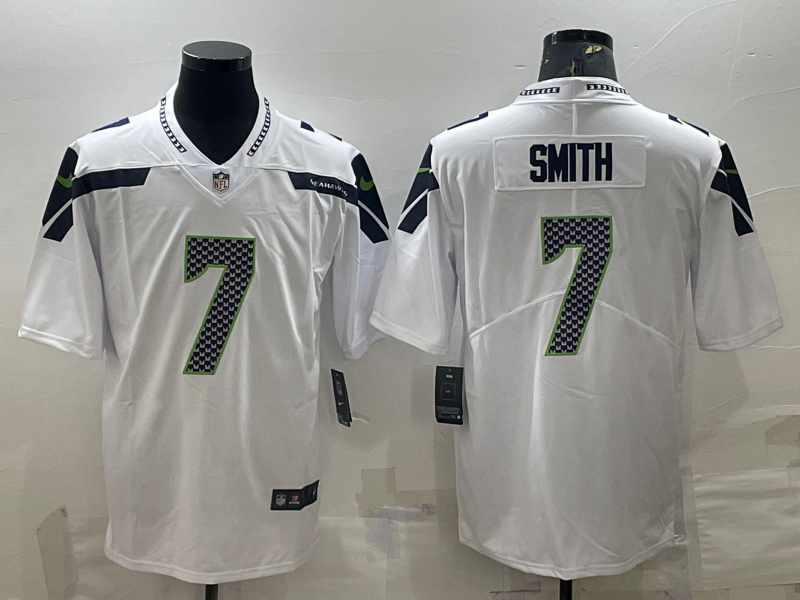 Men’s Seattle Seahawks Geno Smith #7 White Jersey