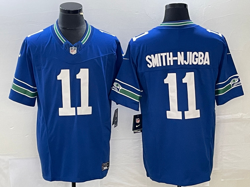 Men’s Seattle Seahawks Jaxon Smith-Njigba #11 Royal Throwback Jersey