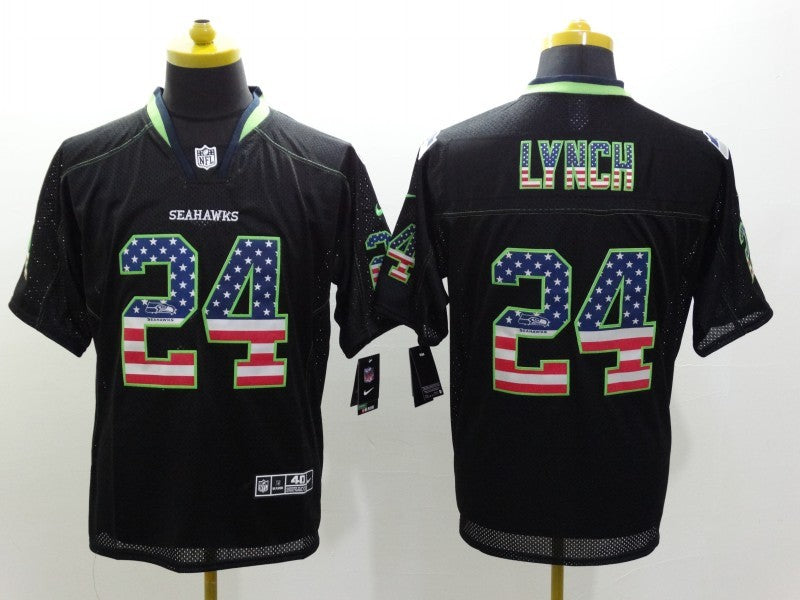 Men’s Seattle Seahawks Marshawn Lynch #24 Black Jersey
