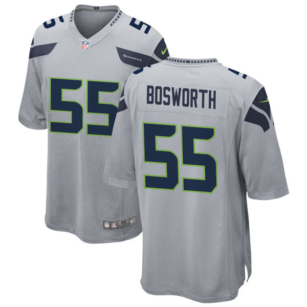 Men’s Seattle Seahawks Retired Player #55 Brian Bosworth Nike Gray Alternate Vapor Limited Jersey