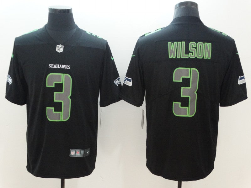 Men’s Seattle Seahawks Russell Wilson #3 Black Authentic Jersey