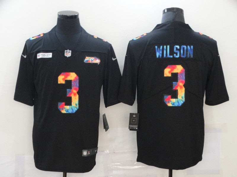 Men’s Seattle Seahawks Russell Wilson #3 Black Jersey