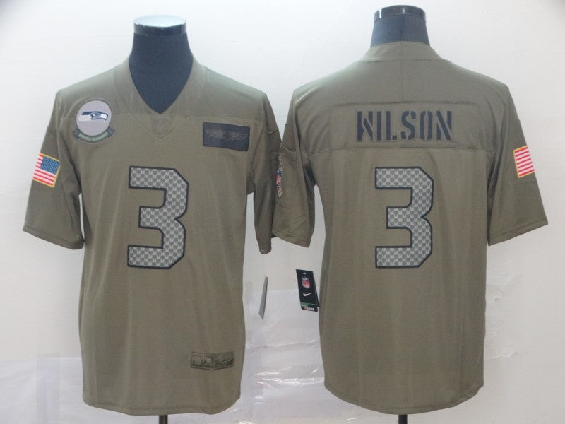 Men’s Seattle Seahawks Russell Wilson #3 Brown Jersey