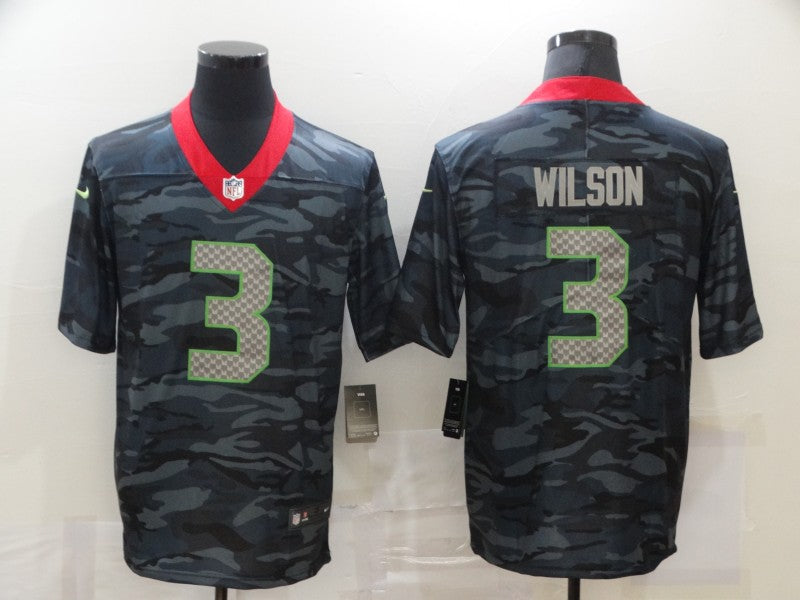 Men’s Seattle Seahawks Russell Wilson #3 Gray Camouflage Jersey