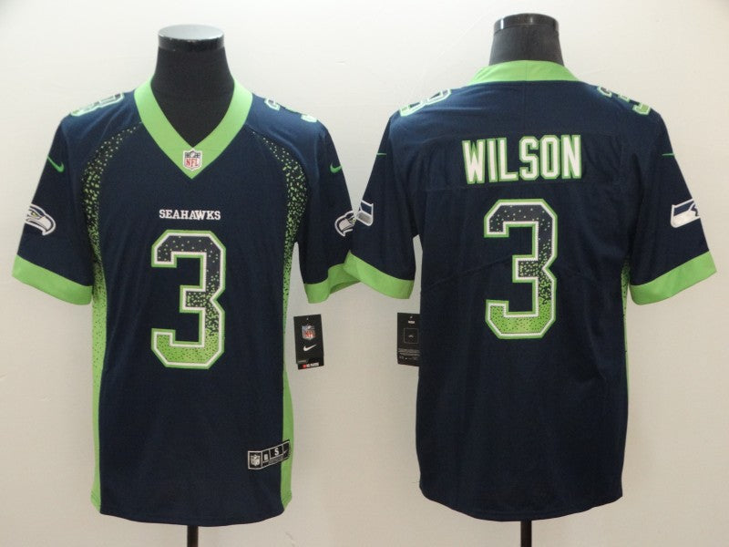 Men’s Seattle Seahawks Russell Wilson #3 Navy Jersey