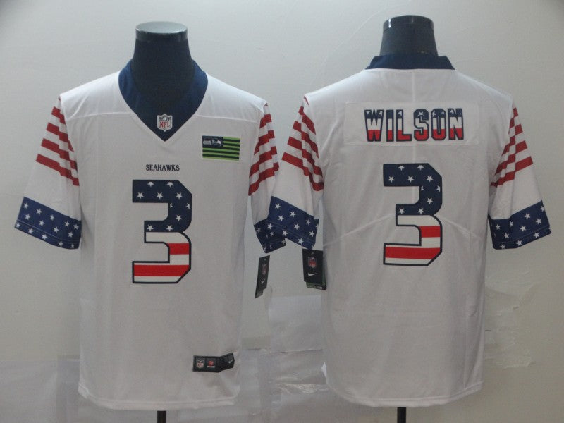 Men’s Seattle Seahawks Russell Wilson #3 White Authentic Jersey