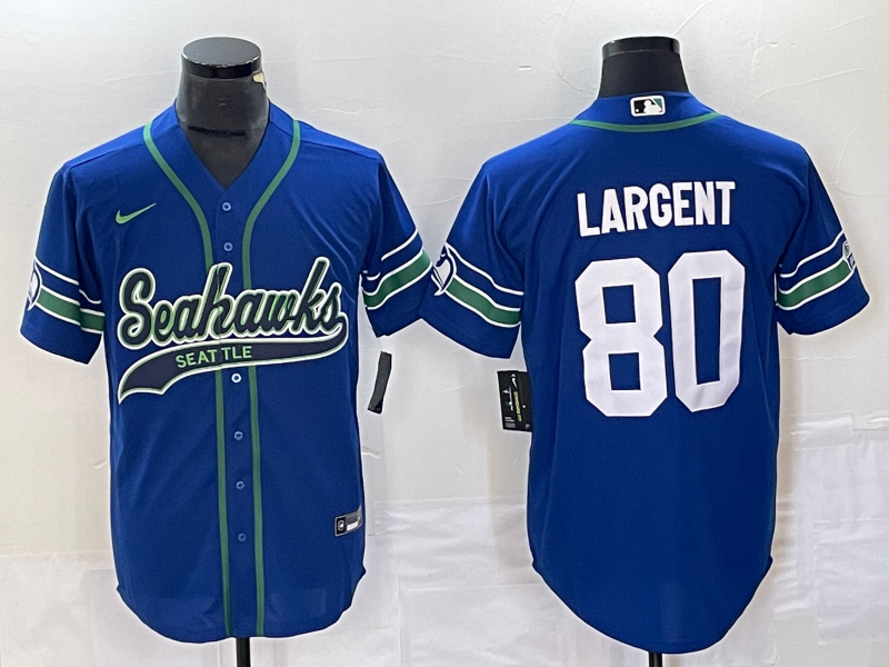 Men’s Seattle Seahawks Steve Largent #80 Royal Alternate Legend Jersey Joint Edition