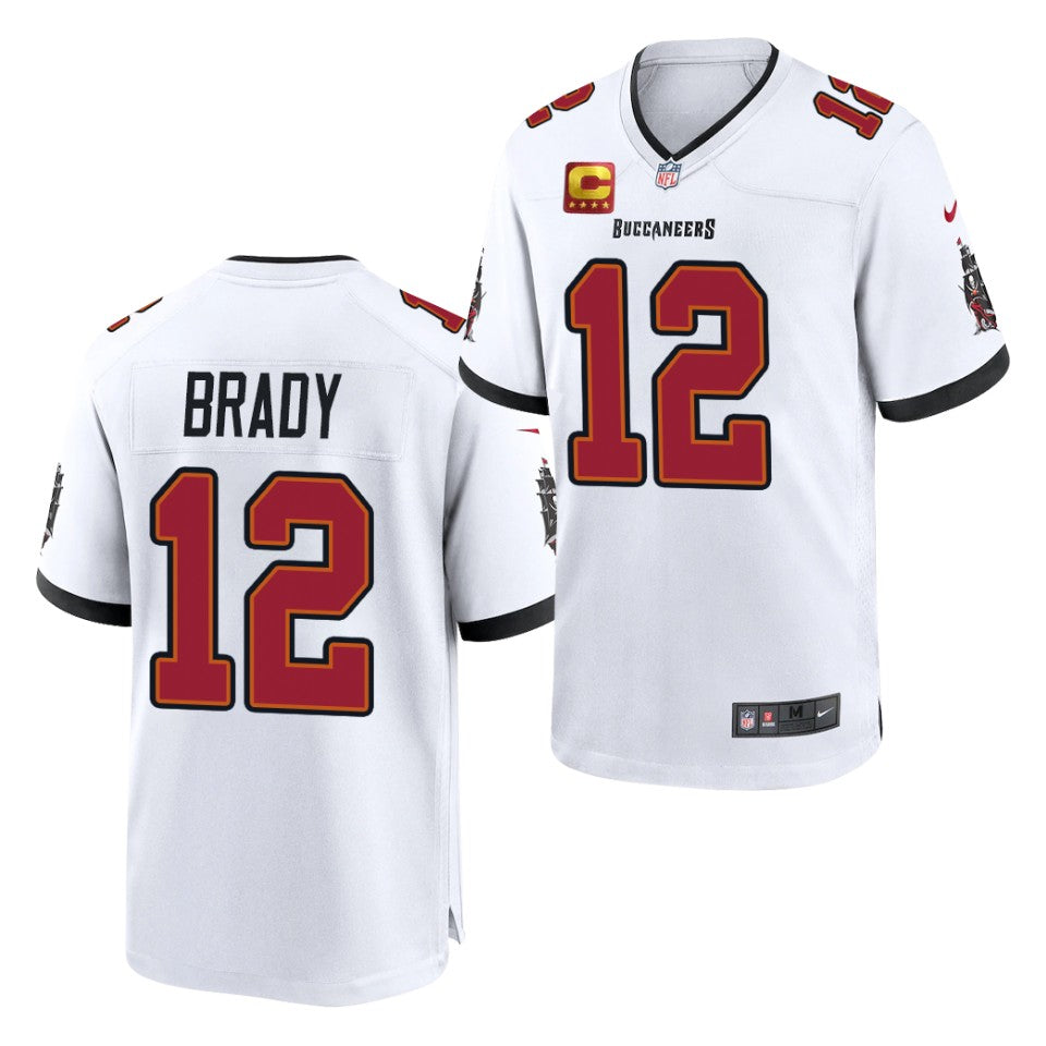 Men’s Tampa Bay Buccaneers #12 Tom Brady Nike White Game Football Jersey with C patch