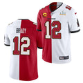 Men’s Tampa Bay Buccaneers #12 Tom Brady Red White Super Bowl LV Champions Nike Split Vapor Limited Jersey