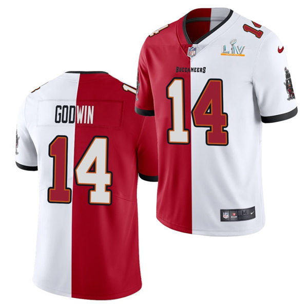 Mens Tampa Bay Buccaneers #14 Chris Godwin Nike Red White Split Two Tone Jersey