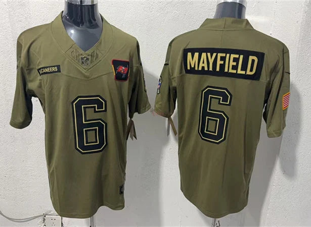 Mens Tampa Bay Buccaneers #6 Baker Mayfield Nike 2025 Salute to Service Limited Jersey – Olive