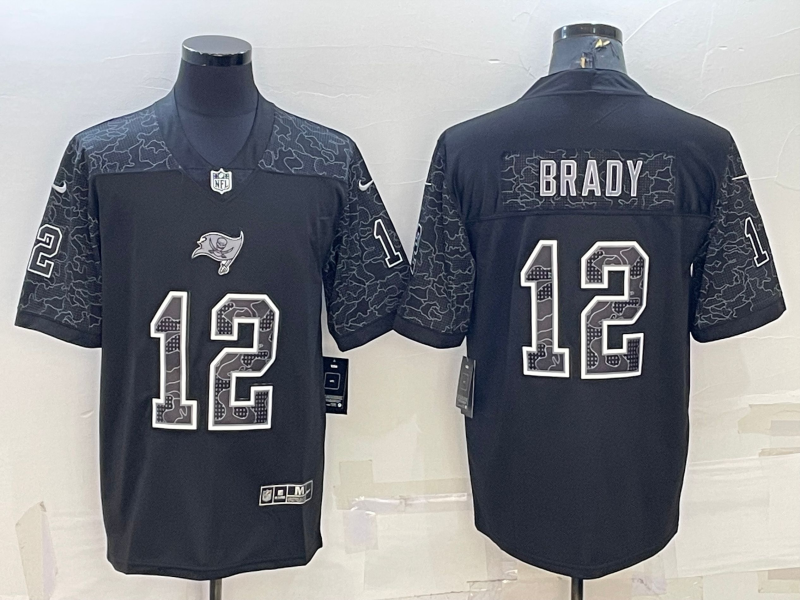 Men’s Tampa Bay Buccaneers Tom Brady #12 Black Retired RFLCTV Limited Jersey