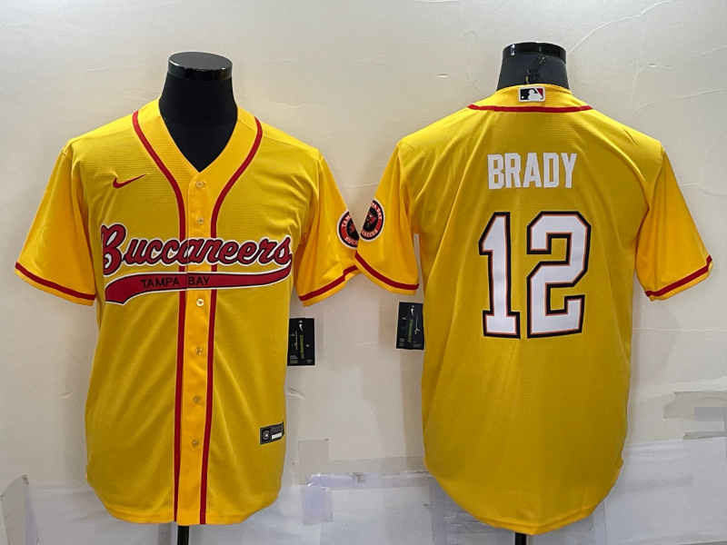Men’s Tampa Bay Buccaneers Tom Brady #12 Yellow Jersey Joint Edition