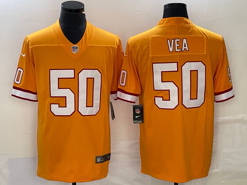 Men’s Tampa Bay Buccaneers Vita Vea #50 Orange Throwback Jersey
