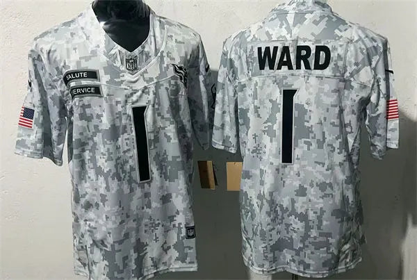 Mens Tennessee Titans #1 Cam Ward Arctic Camo 2024 Salute To Service Limited Jersey