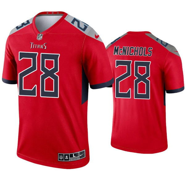 Mens Tennessee Titans #28 Jeremy McNichols Nike Red Inverted Legend Jersey