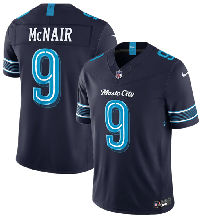 Men’s Tennessee Titans #9 Steve McNair Navy 2026 F.U.S.E. ‘Music City’ Rivalries Collection Limited Stitched Football Jersey