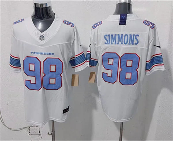 Mens Tennessee Titans #98 Jeffery Simmons Nike 2026 White Vapor F.U.S.E. Limited Jersey