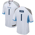 Mens Tennessee Titans Retired Player #1 Warren Moon Nike White Vapor F.U.S.E. Limited Jersey