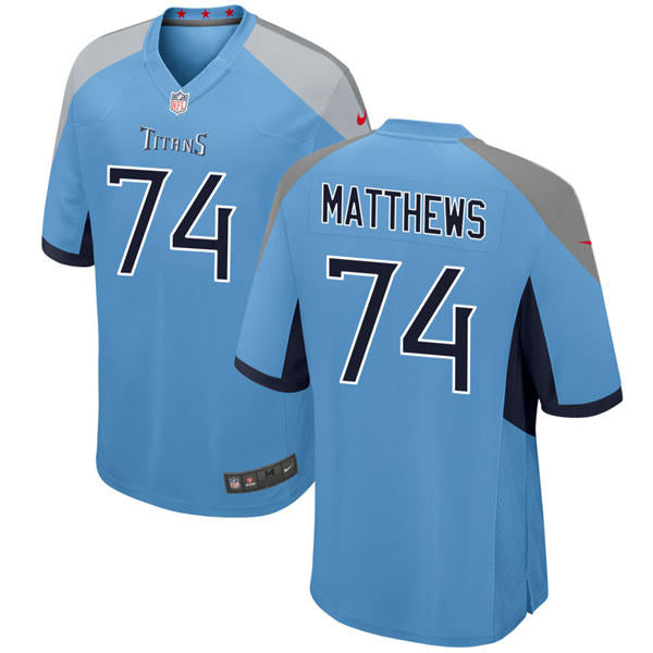 Mens Tennessee Titans Retired Player #74 Bruce Matthews Nike Light Blue Alternate Vapor F.U.S.E. Limited Jersey