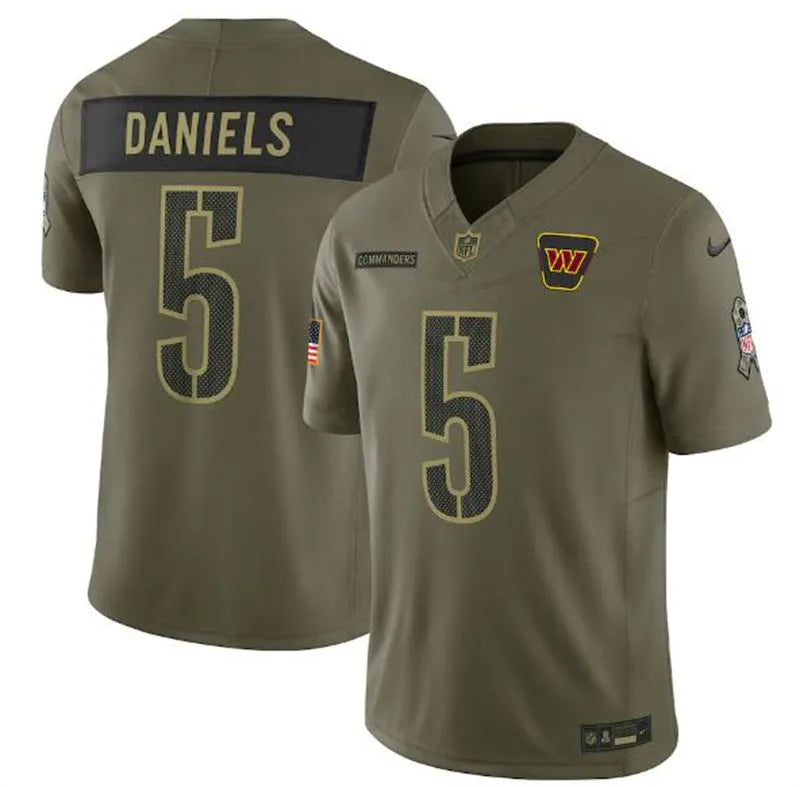Mens Washington Commanders #5 Jayden Daniels Nike 2025 Salute to Service Limited Jersey – Olive